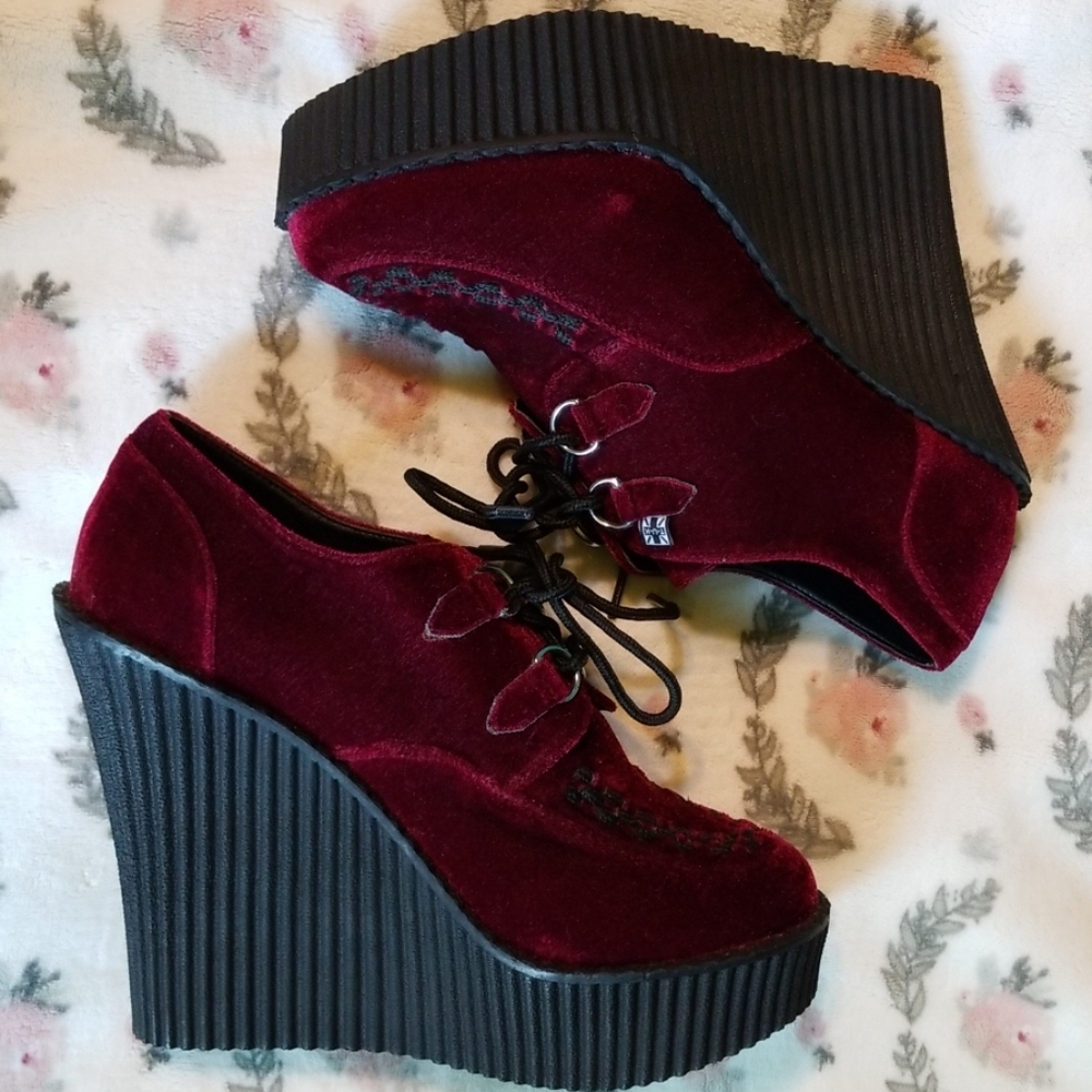 T.U.K Creeper Wedges - Burgundy/Black